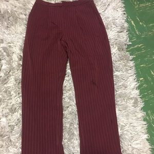 Straight leg trousers with white pin stripes